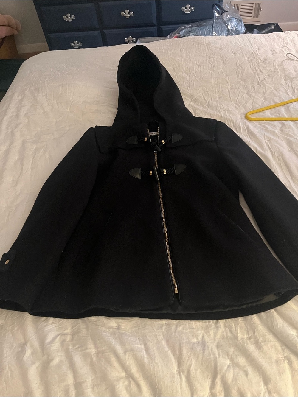 Nine West Black Hooded Toggle Peacoat